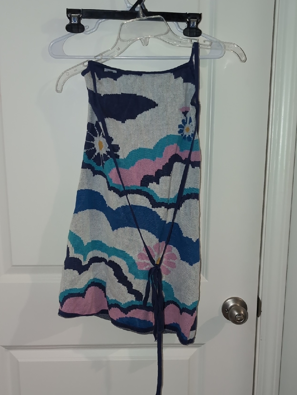 Another girl Bodycon Woven Pink And Blue Abstract Cloud Dress